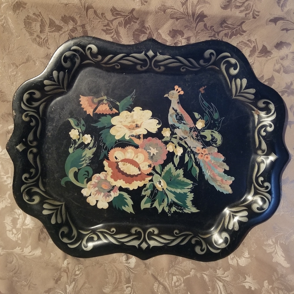 Vintage Hand Painted Metal Tray
